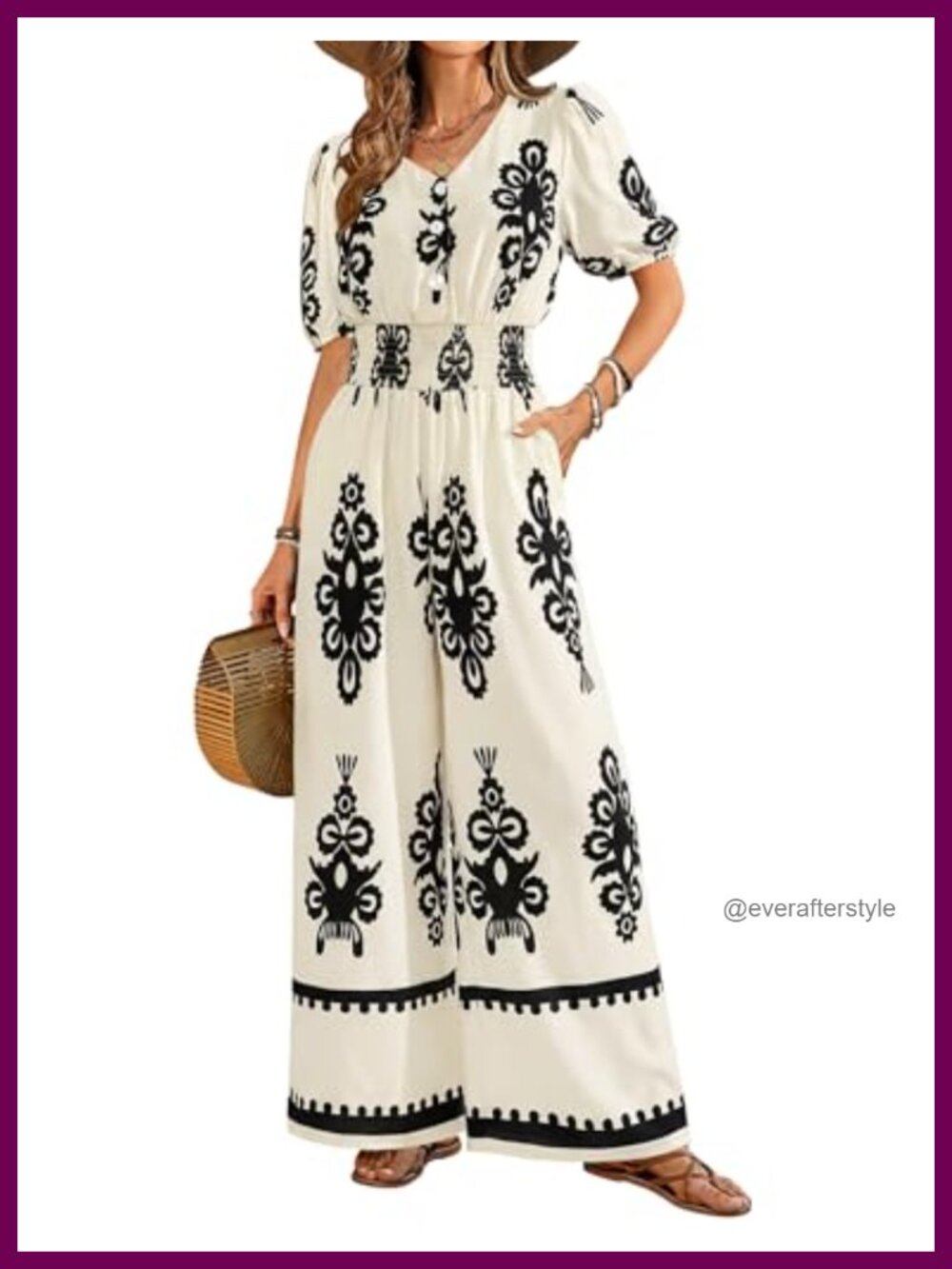 LOOKBOHO Women's Dressy Casual Short Sleeve Wide Leg Jumpsuit with Pockets